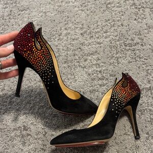 Charlotte Olympia Black and Red Flame Heels